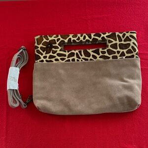 Anthropologie Verona Textured Clutch/Crossbody Giraffe Print NWT